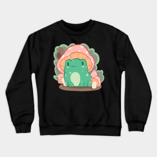 Cottagecore Aesthetic Frog Mushroom Hat Snail Kawaii Crewneck Sweatshirt